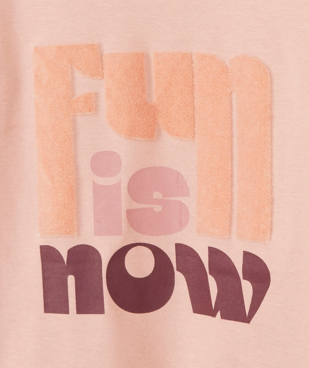 T-SHIRT MANCHES LONGUES FILLE EN COTON ROSE PÂLE