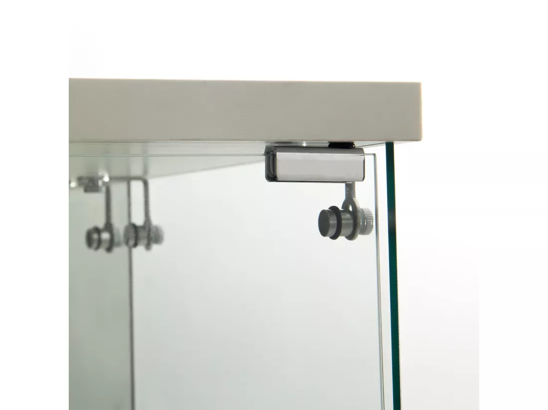 Vitrine en verre 163.9 x 36.49 x 80.49 cm,avec étagères et éclairage LED, armoire de curiosités à double porte