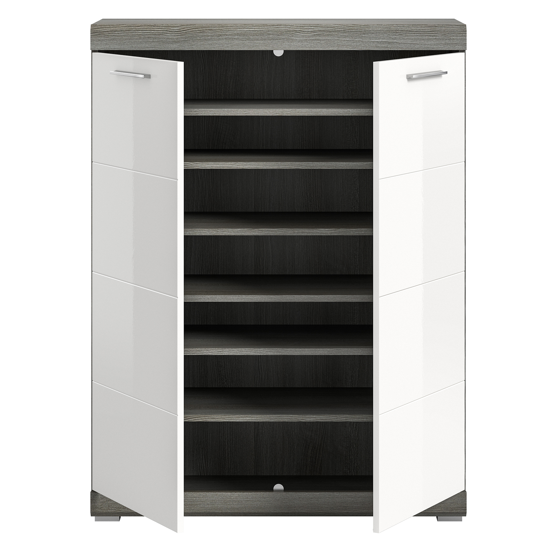 Schuhschrank SCOUT - Rauchsilber - weiß Hochglanz - 90 cm