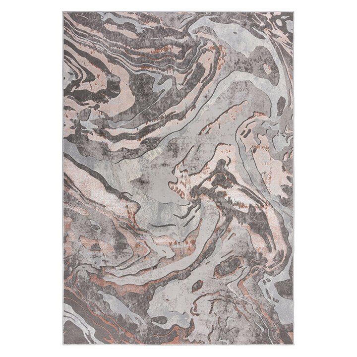 Marmer vloerkleed - Erio Marbled Grijs/Roze | 3D effect