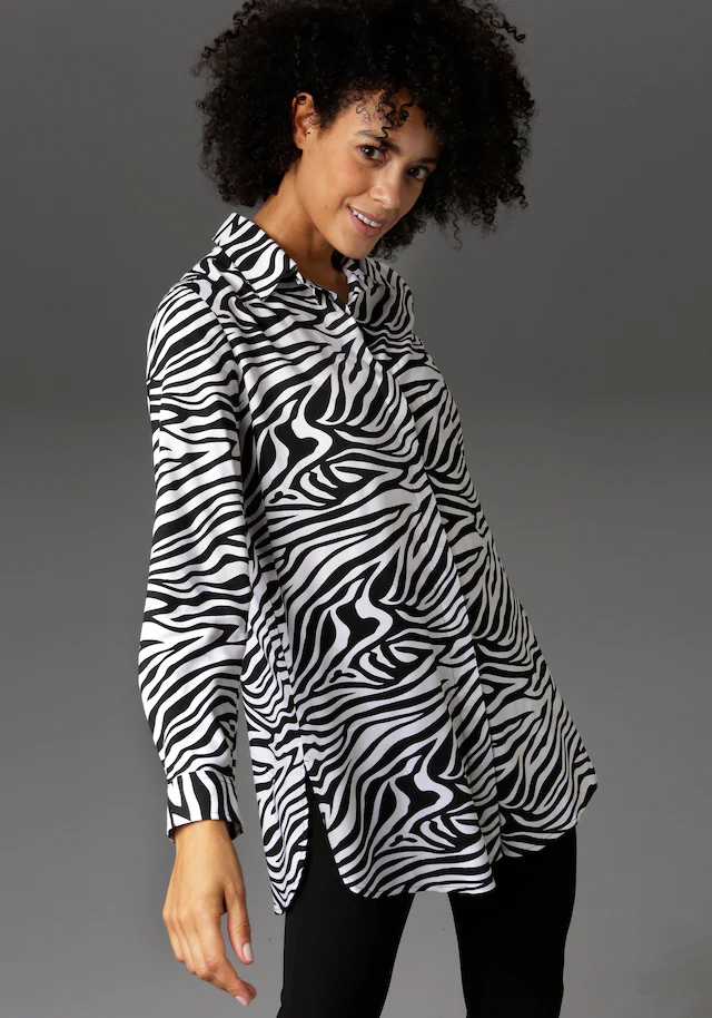 Aniston CASUAL Longbluse , im Zebra-Steifen-Look
