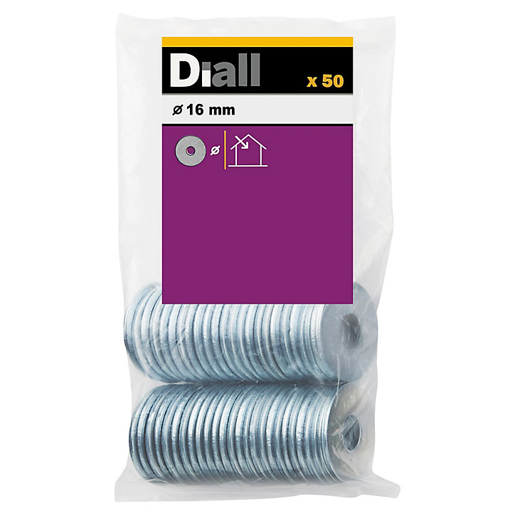 Rondelles plates larges en acier au carbone ø 16mm - 50 pièces