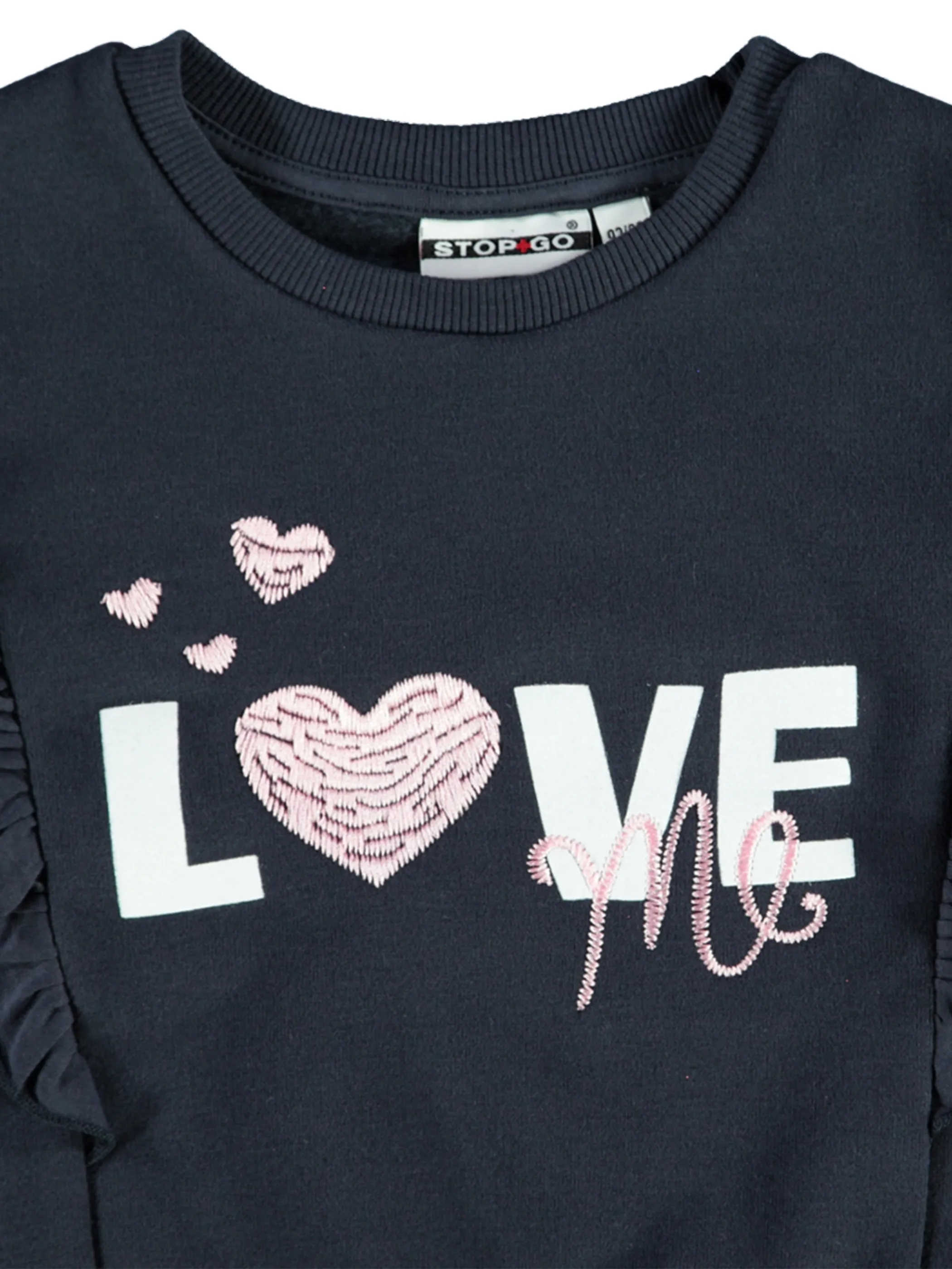 Mädchen Sweatshirt mit Volant und Stickerei
