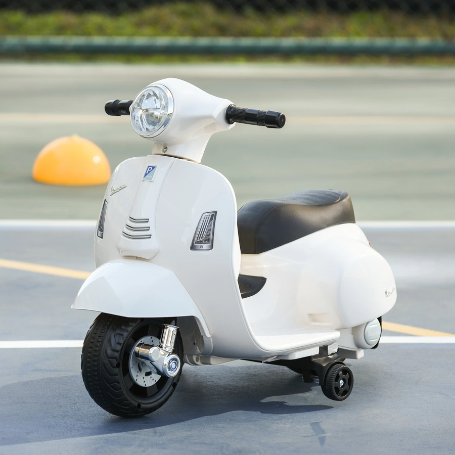 HOMCOM Elektrisches Kindermofa im Vespa Stil weiß