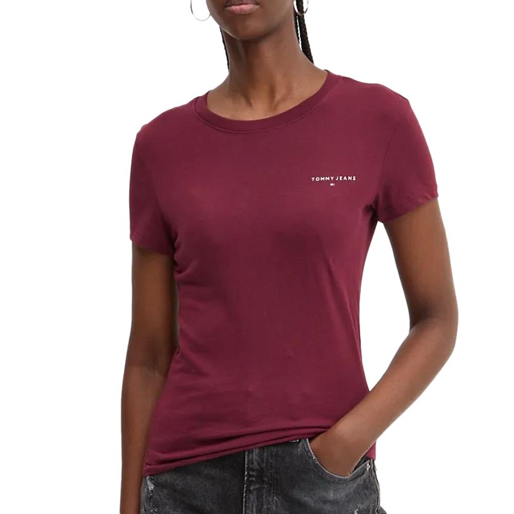 Tommy Hilfiger T-shirt Bordeaux Femme Tommy Hilfiger Slim Linear