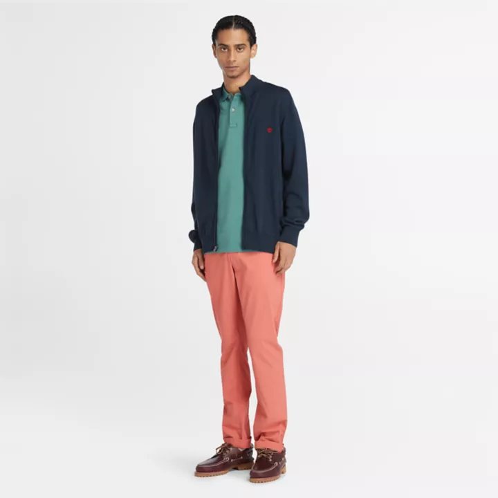 Pull zippé en coton Williams River pour homme en bleu marine