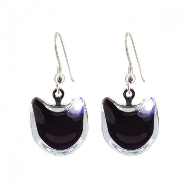 Boucles d'oreilles crochet en verre soufflé - Chat Milk