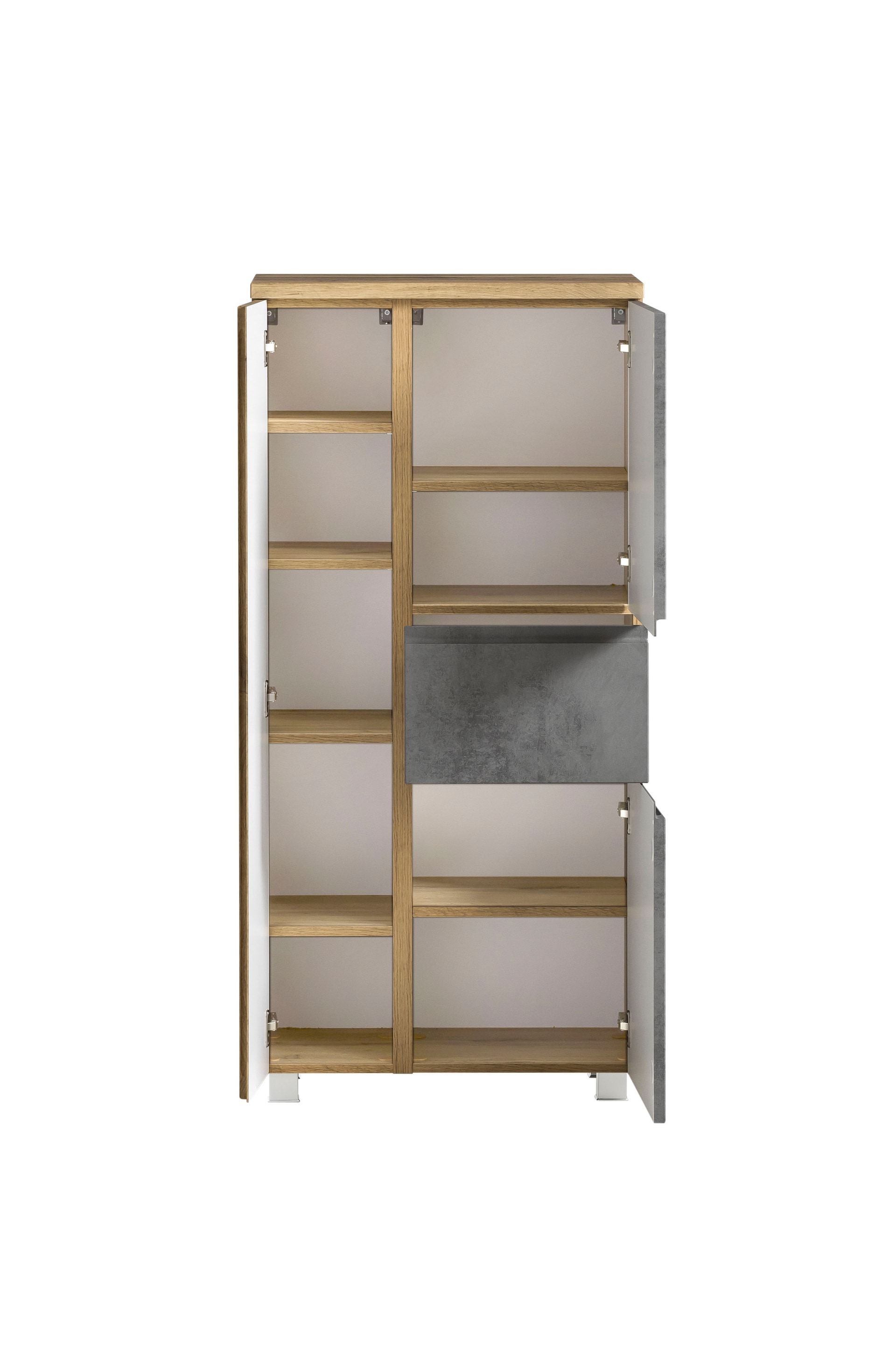 Midischrank Gent hellgrau/braun B/H/T 65x130x35 cm