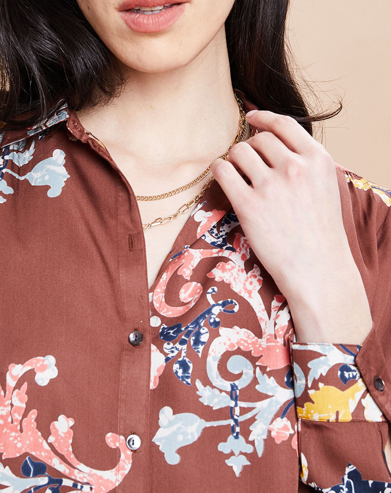Inouitoosh Chemise Marbella fluide à motifs marron