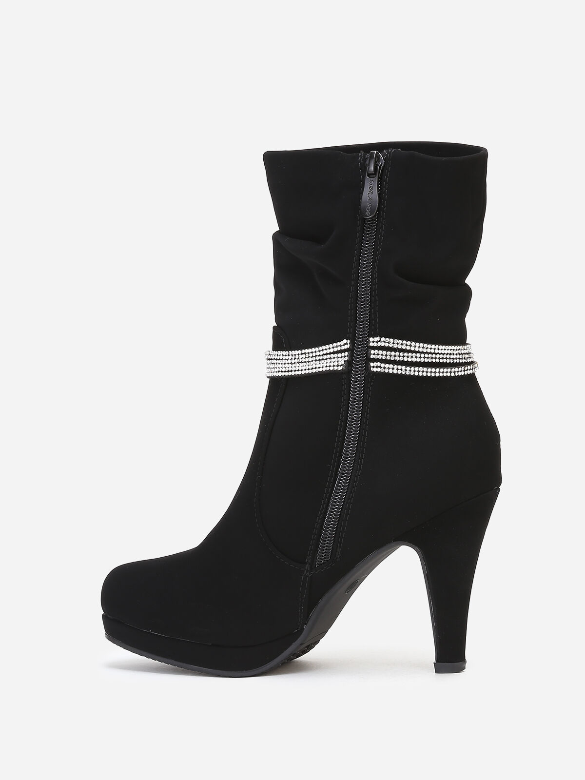 Bottines mattes à strass- Noir