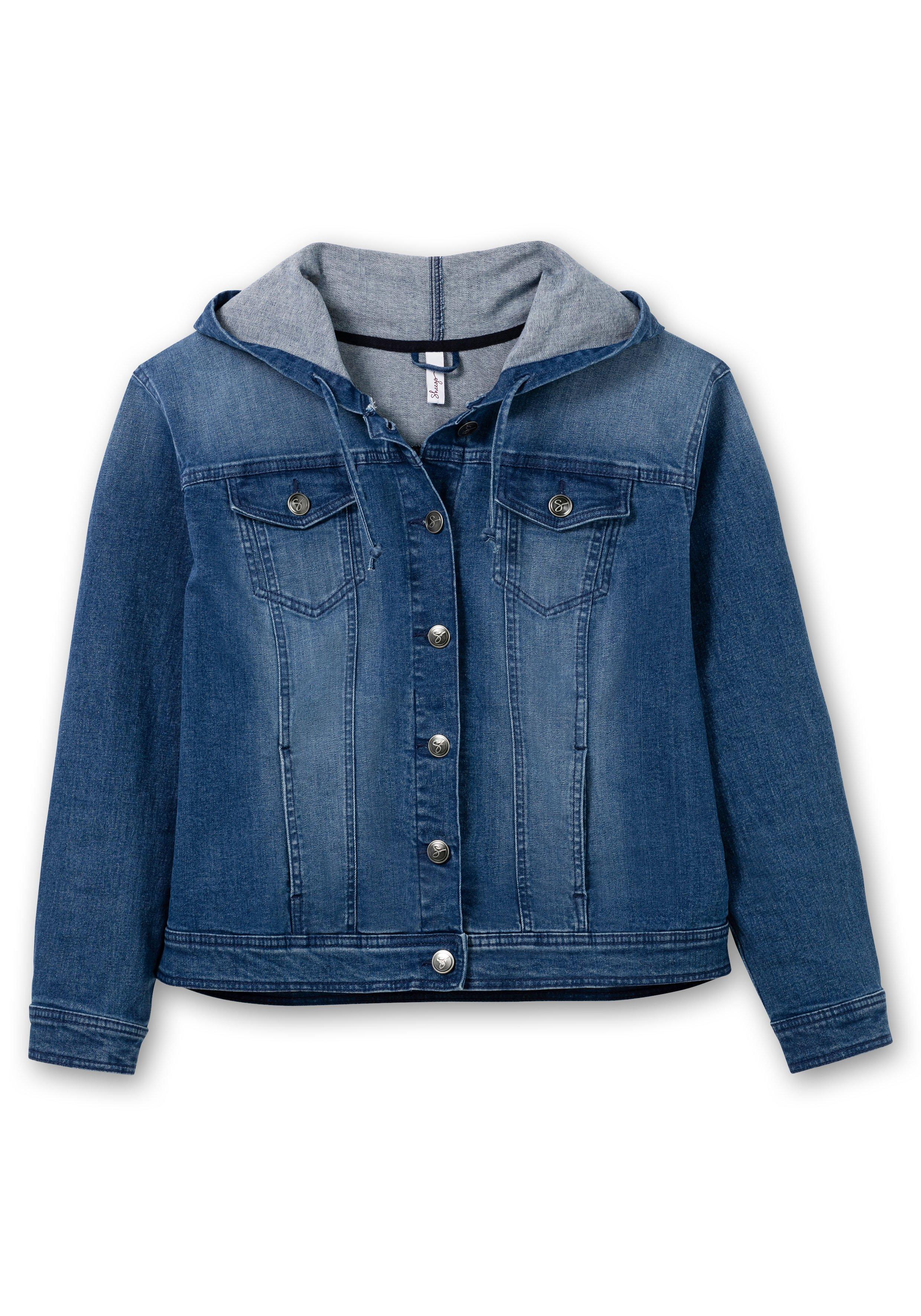 Kurze Jeansjacke mit Kapuze