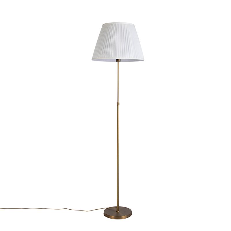 Vloerlamp brons met plisse kap crème 45 cm verstelbaar - Parte