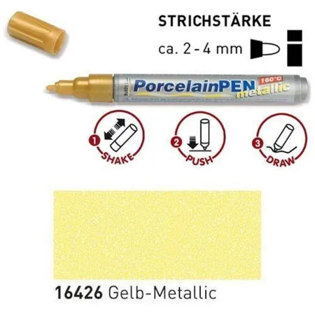 KREUL PorcelainPen metallic 160°C Gelb-Metallic
