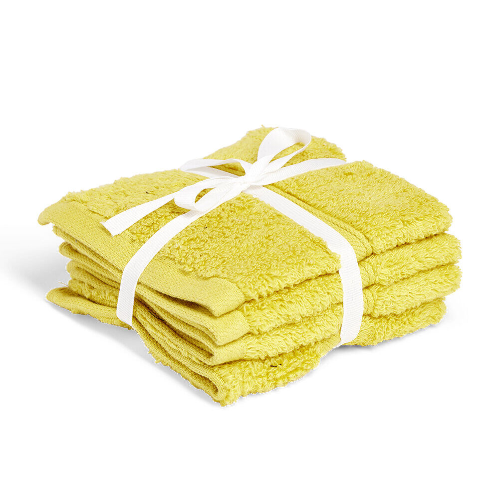 Lot de 4 serviettes invité coton jaune et noir 30x30cm