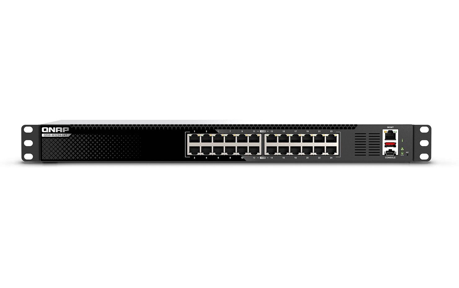 Switch QSW-M3224-24T 24 Port<br>Kostenoptimierter, hochdichter 1U Rackmount Managed Switch mit 24 Ports und 10GbE Multi-Gigabit L3 Lite mit MC-LAG Unterstützung für die Realisierung von Hochverfügbarkeit in IT-Umgebungen