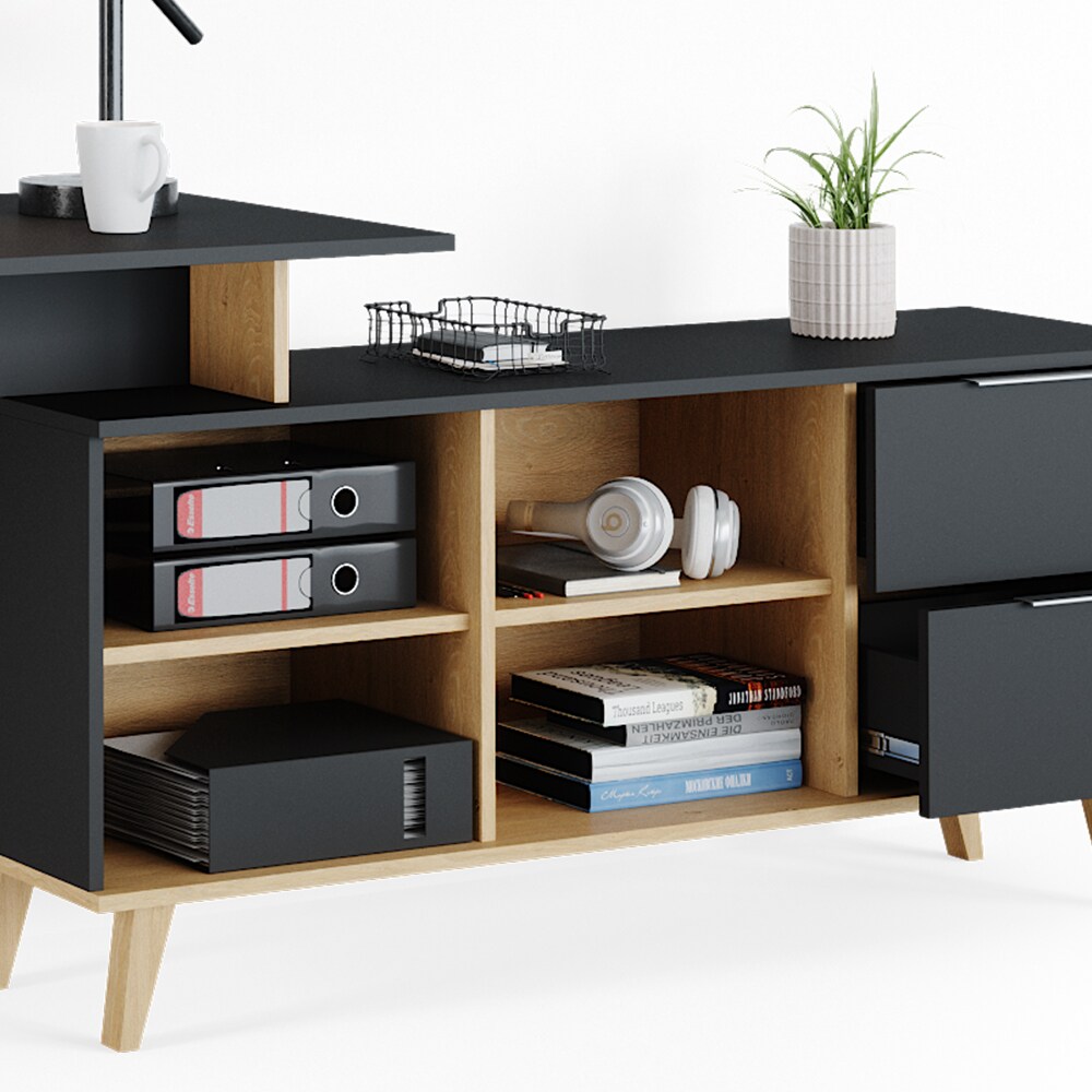 Vicco Schreibtisch Bürotisch Arbeitstisch Nautica Anthrazit XXL Ablage Basteltisch