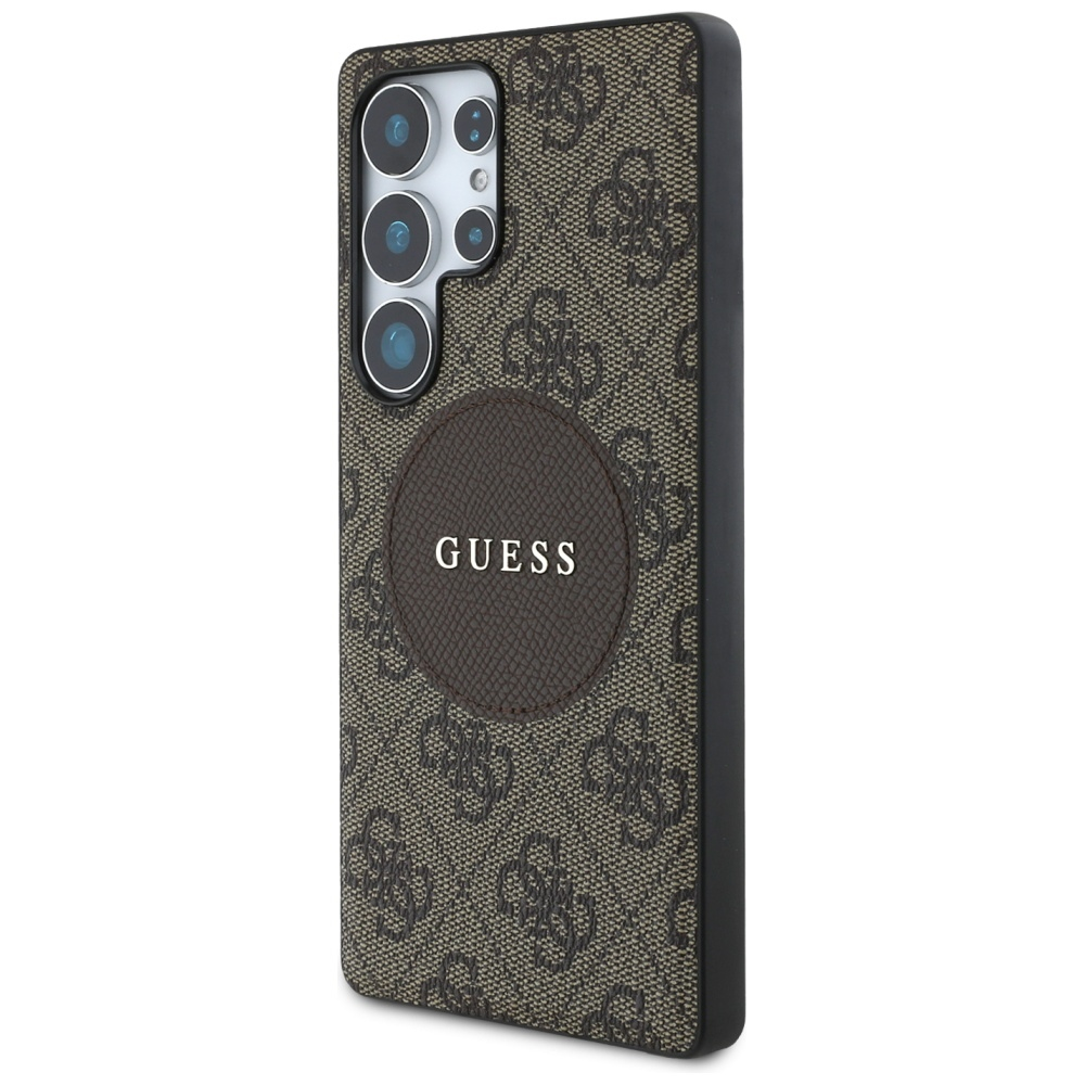 Samsung Galaxy S25 Ultra Leder Hardcase Hülle 4G Round Patch Logo MagSafe-Modul (GUHMS25LP4PGRSGW) - Braun