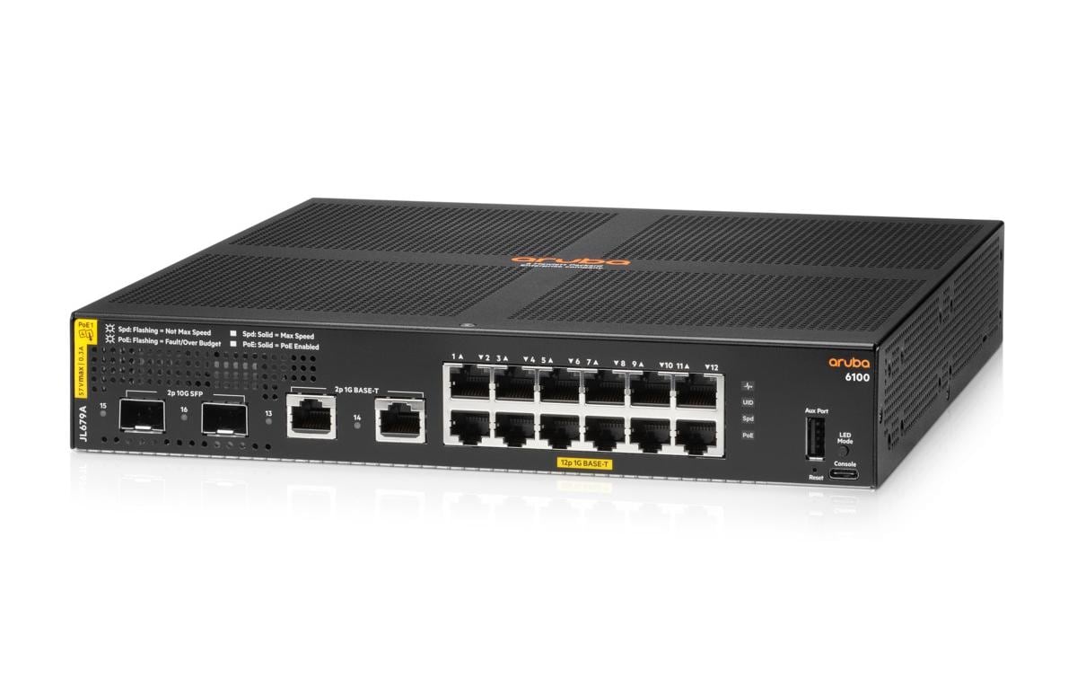 PoE+ Switch CX 6100 12G PoE+ 14 Port<br>Aruba CX 6100 Switch-Serie
