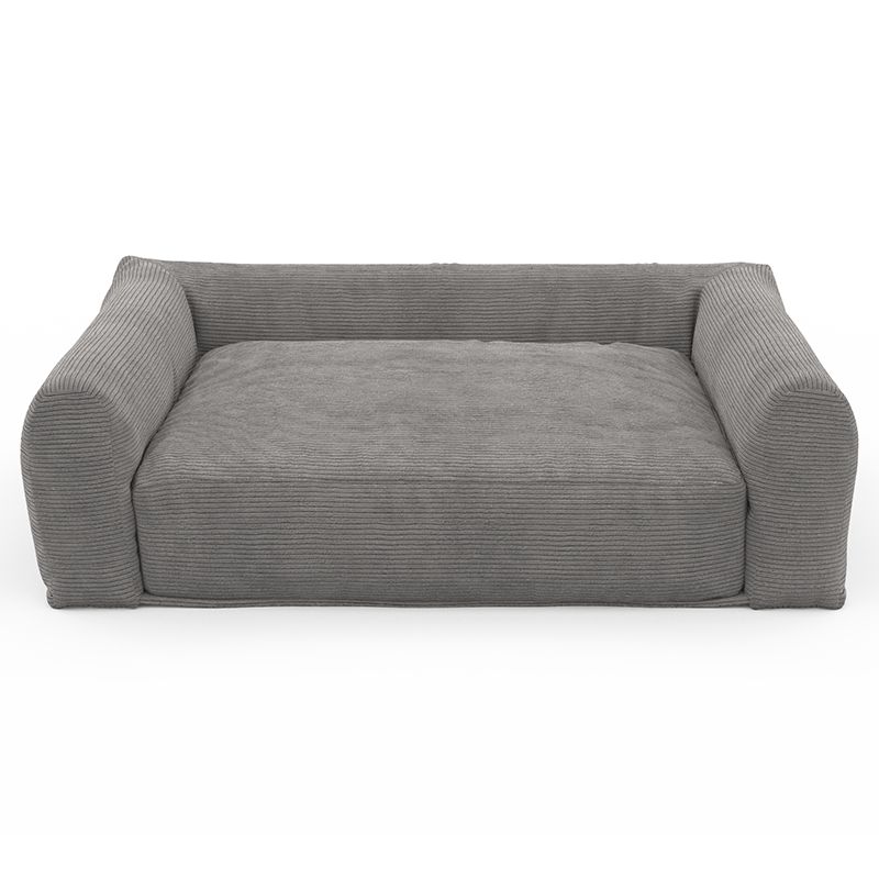 Panier pour chien leonard en tissu velours côtelé gris taille s