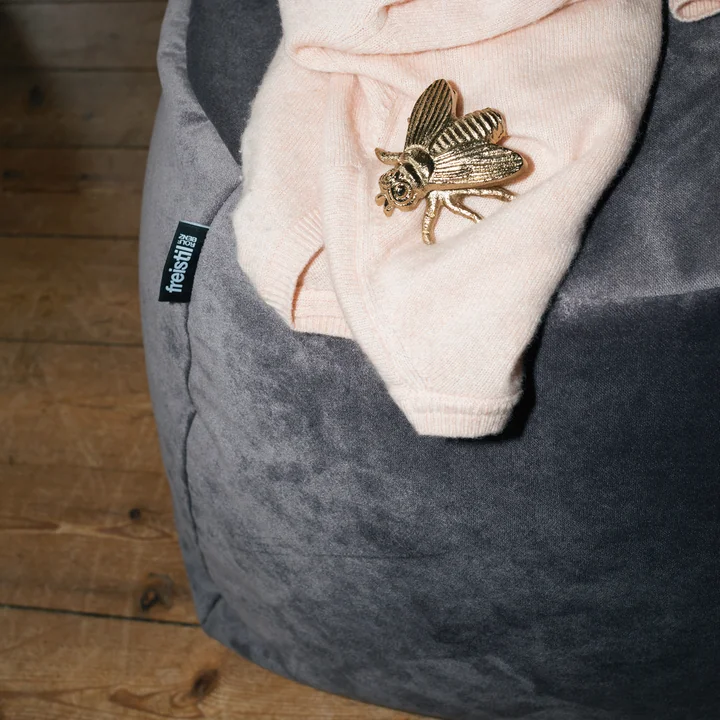 freistil - 173 Pouf (Teddy Edition), Ø 55 cm, perlweiss rosé (6531)