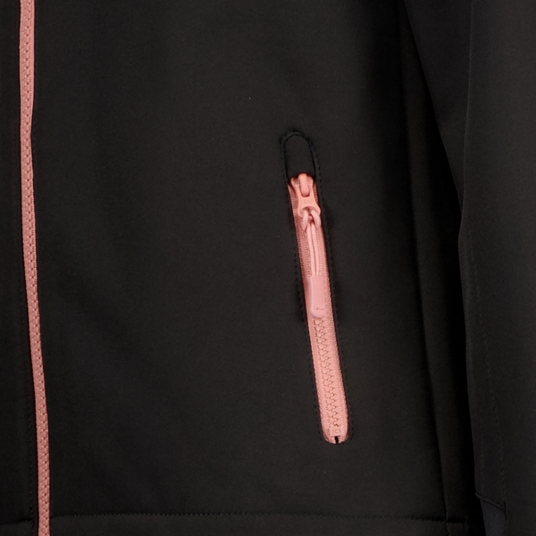 Mountain Peak meisjes softshell jas zwart met roze