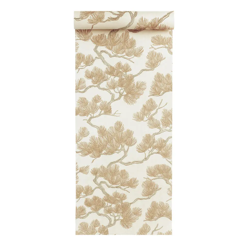 Dutch Wallcoverings Vliesbehang Wall Fabric pine tree - crème - 10,05m x 53cm
