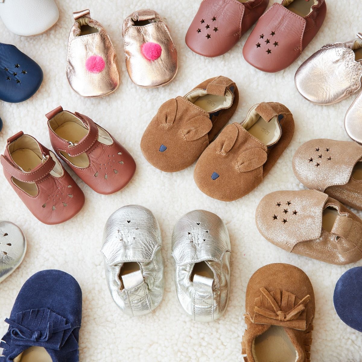 Chaussons bébé Frangette marron
