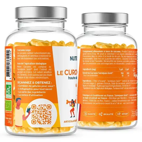 Nutri&Co Cúrcuma Orgânica de Alta Absorção para Articulações - 60 Cápsulas Veganas