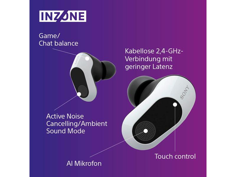 Sony Wireless In-Ear-Kopfhörer INZONE WF-G700 Weiss True Wireless Noise Cancelling-Ohrstöpsel für Gaming mit Mikrofon
