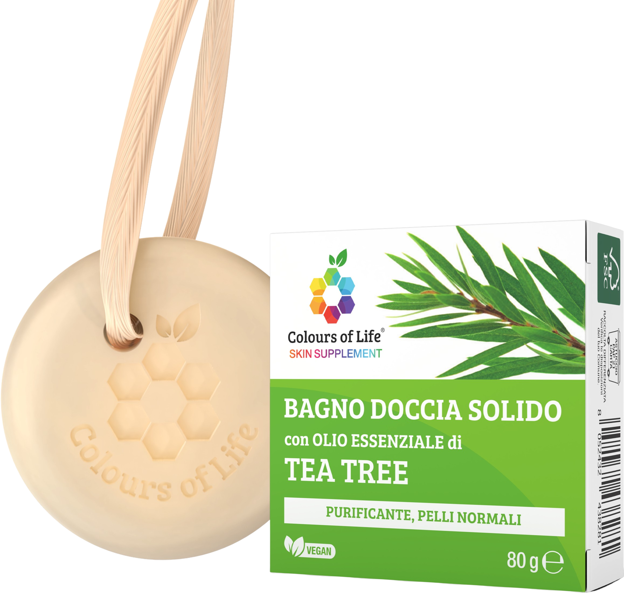 Optima Naturals  Colours of Life Feste Dusche Teebaum, 80 g