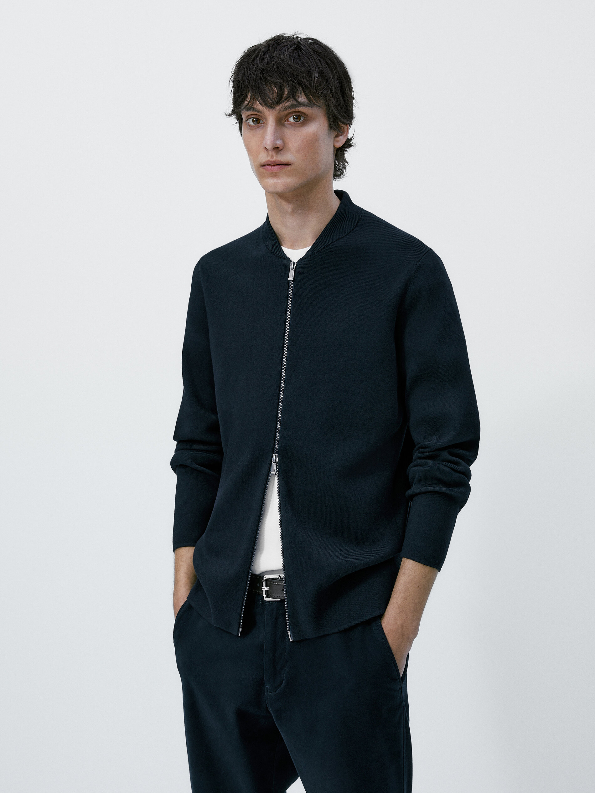 Cardigã estilo bomber - AZUL MARINHO