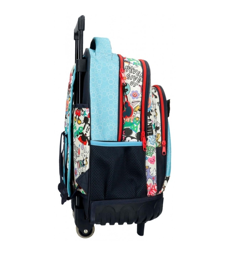 Mochila Disney Mickey Be Cool com duas rodas e dois compartimentos, azul