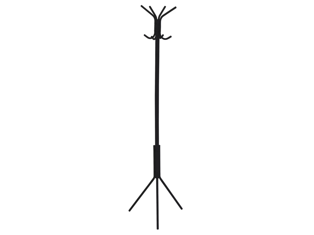 Porte-manteaux ARIST portant pour vêtements sur pied hauteur 174 cm avec 8 crochets, meuble d'entrée en métal laqué noir