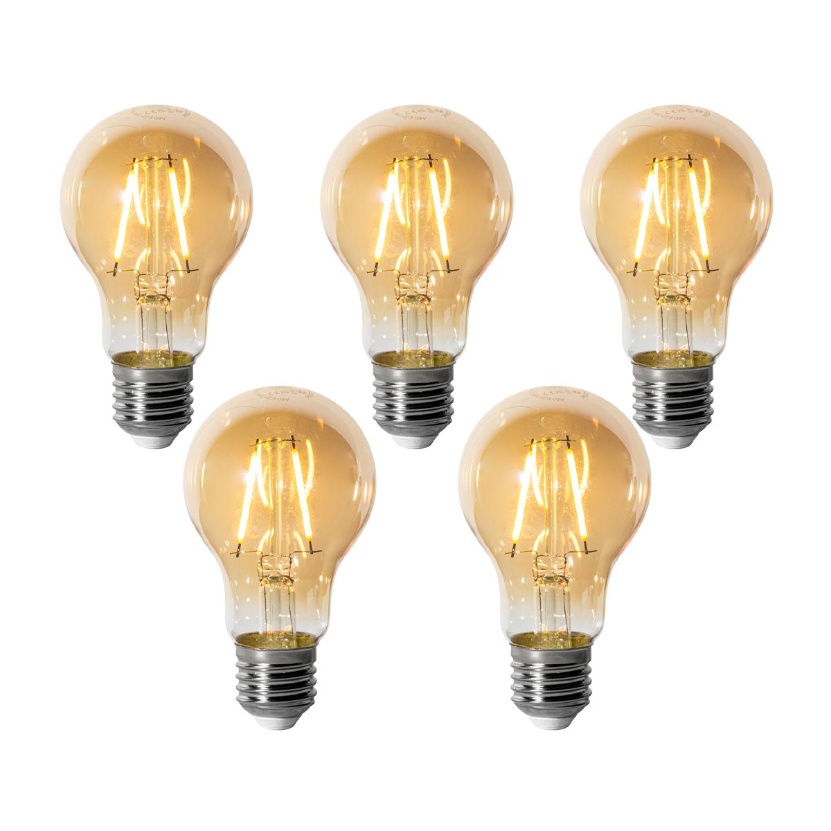 Set van 5 E27 dimbare LED lampen A60 goud 3W 310 lm 2200K