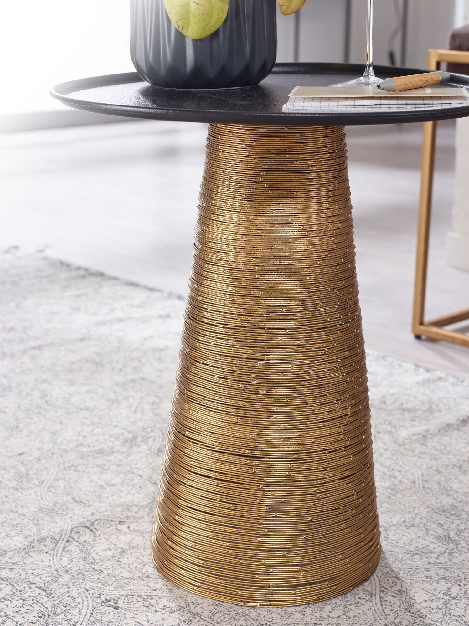 Beistelltisch FineBuy Sofatisch Metall Ø 40 cm Tisch Wohnzimmertisch Rund Gold