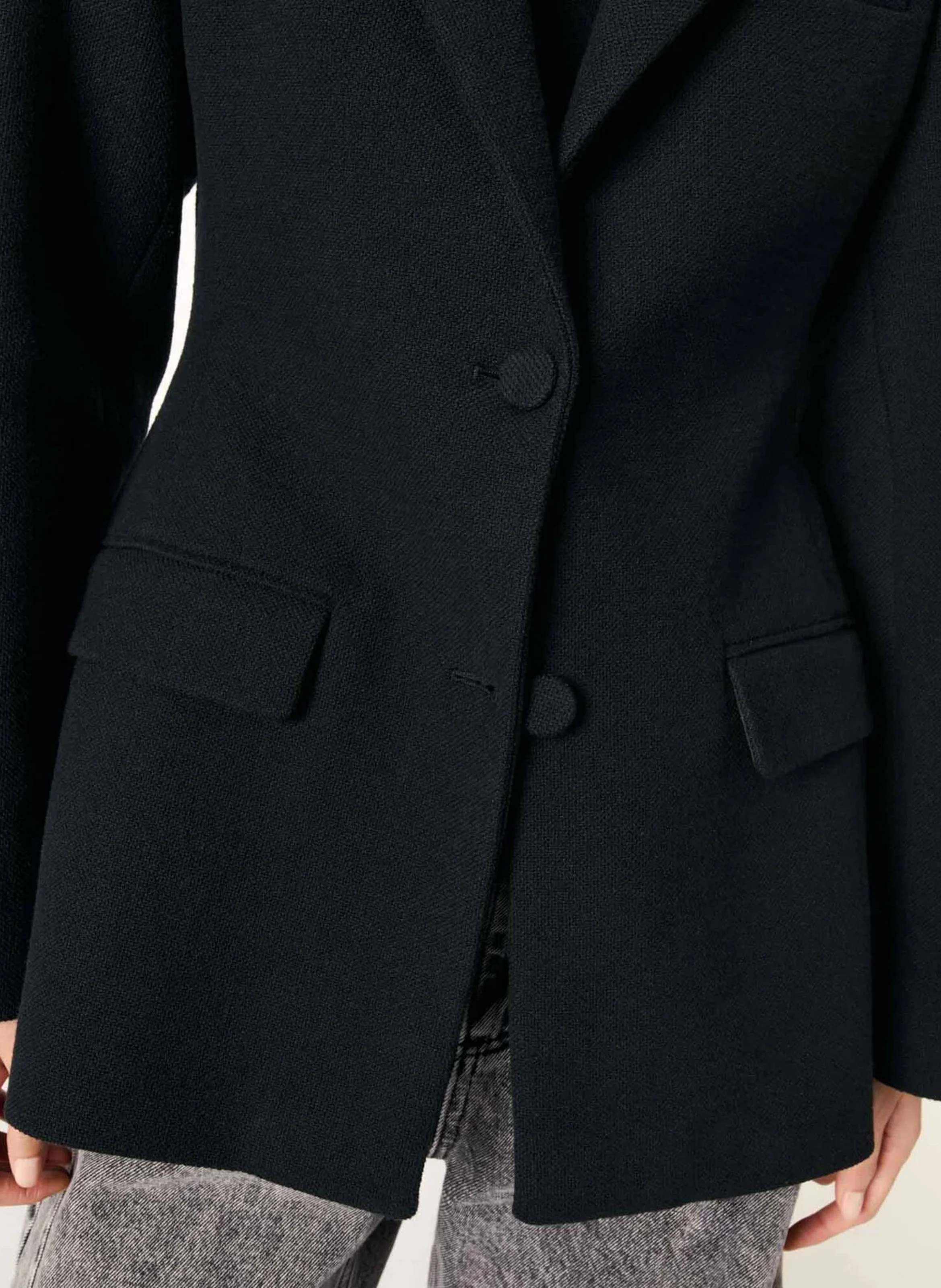 Veste de tailleur cintrée en coton mélangé | Noir