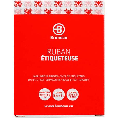 Ruban laminé 18 mm blanc écriture noire