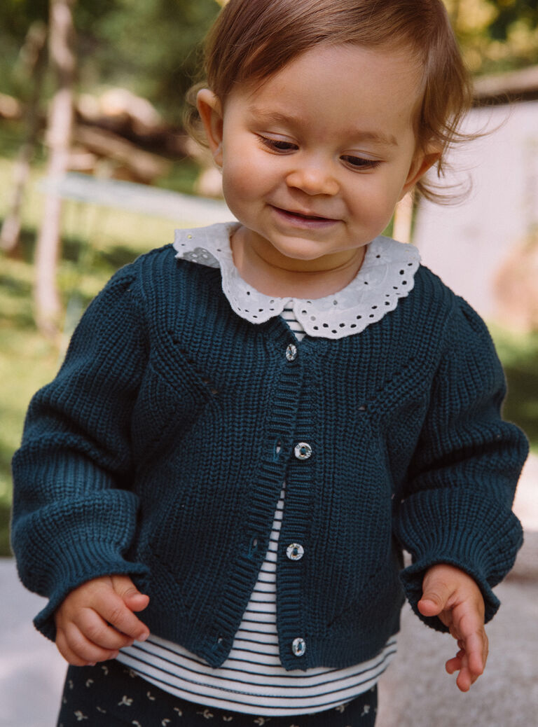 Cardigan vert émeraude en tricot fantaisie