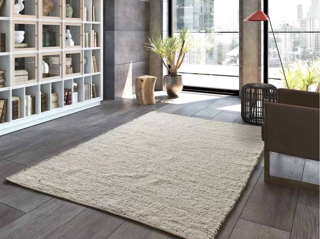Tapis intérieur - semi-uni - crème - 120 x 170 cm - REIMAGINE