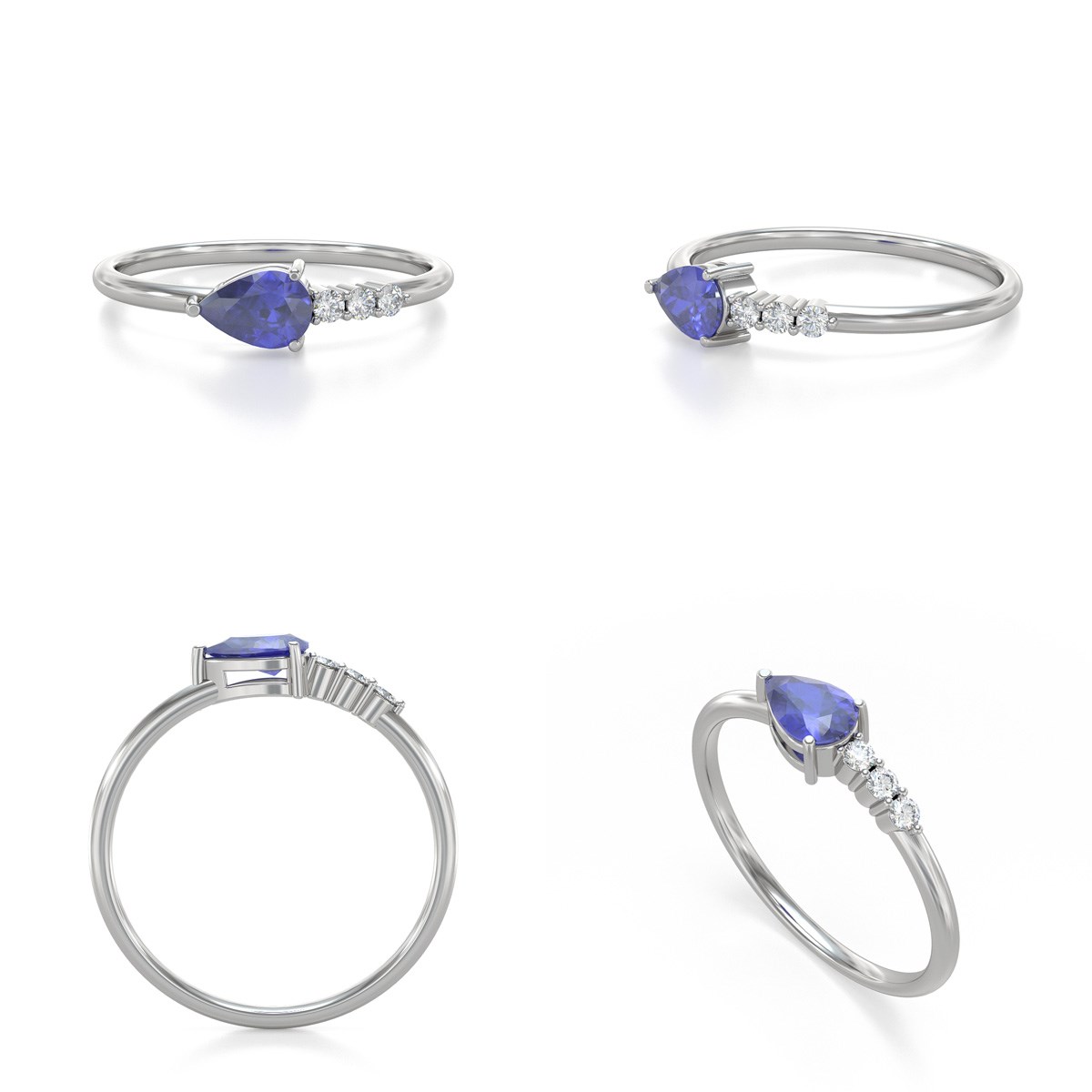Bague ADEN Tanzanite et diamants sur Argent 925 1.176grs