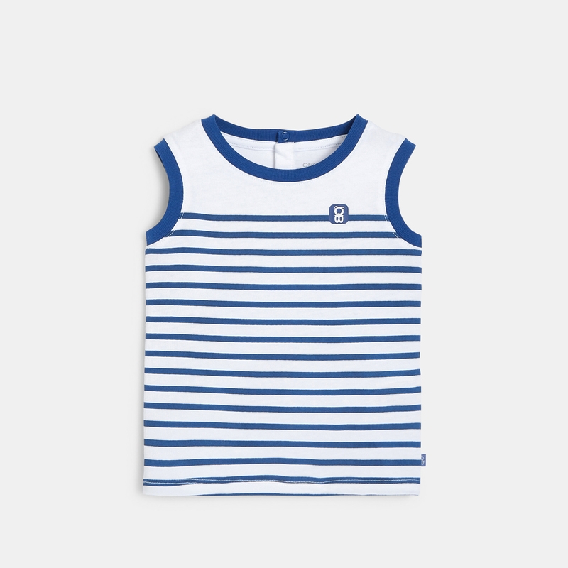 Débardeur jersey rayé bleu bébé garçon