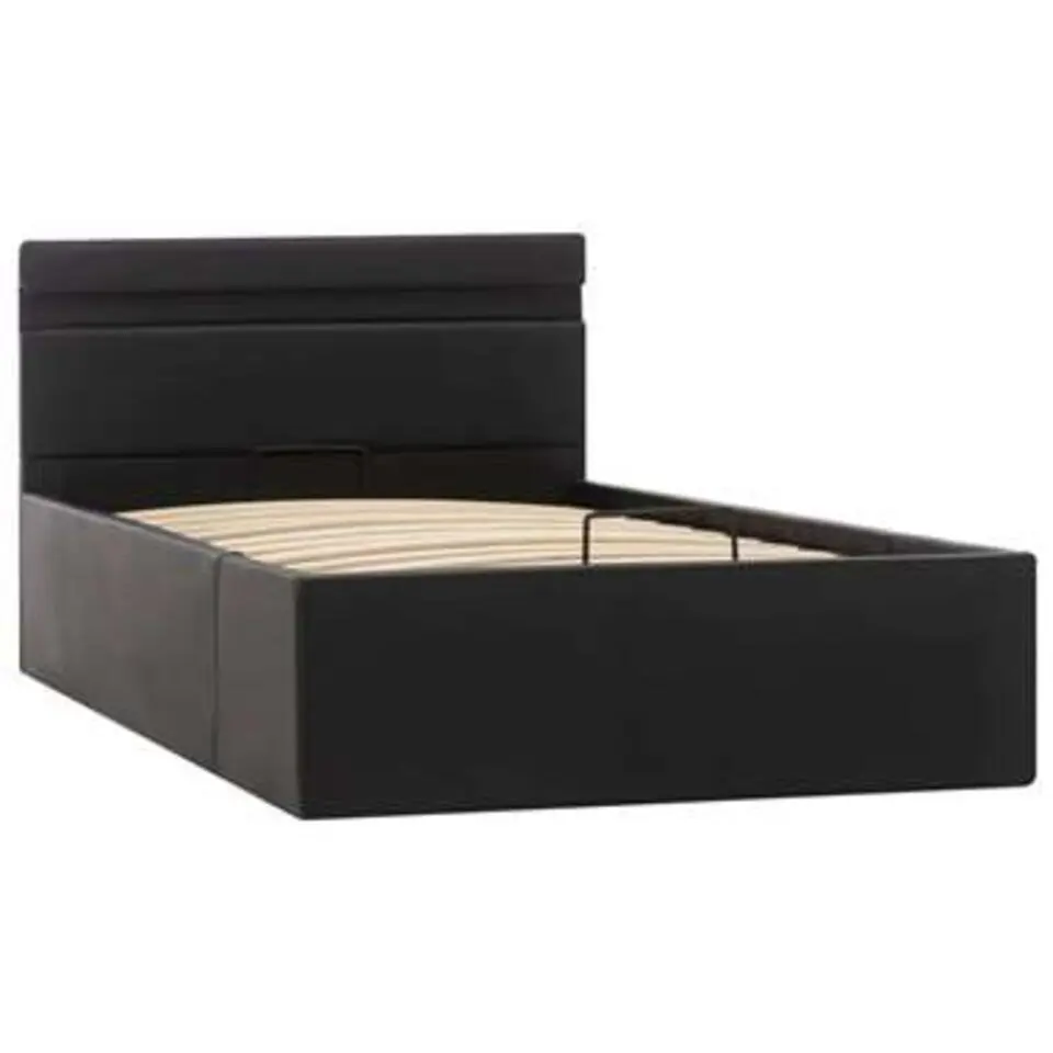 vidaXL - LED bed met opbergruimte - Hydraulisch - Zwart - Kunstleer - 90x200 cm