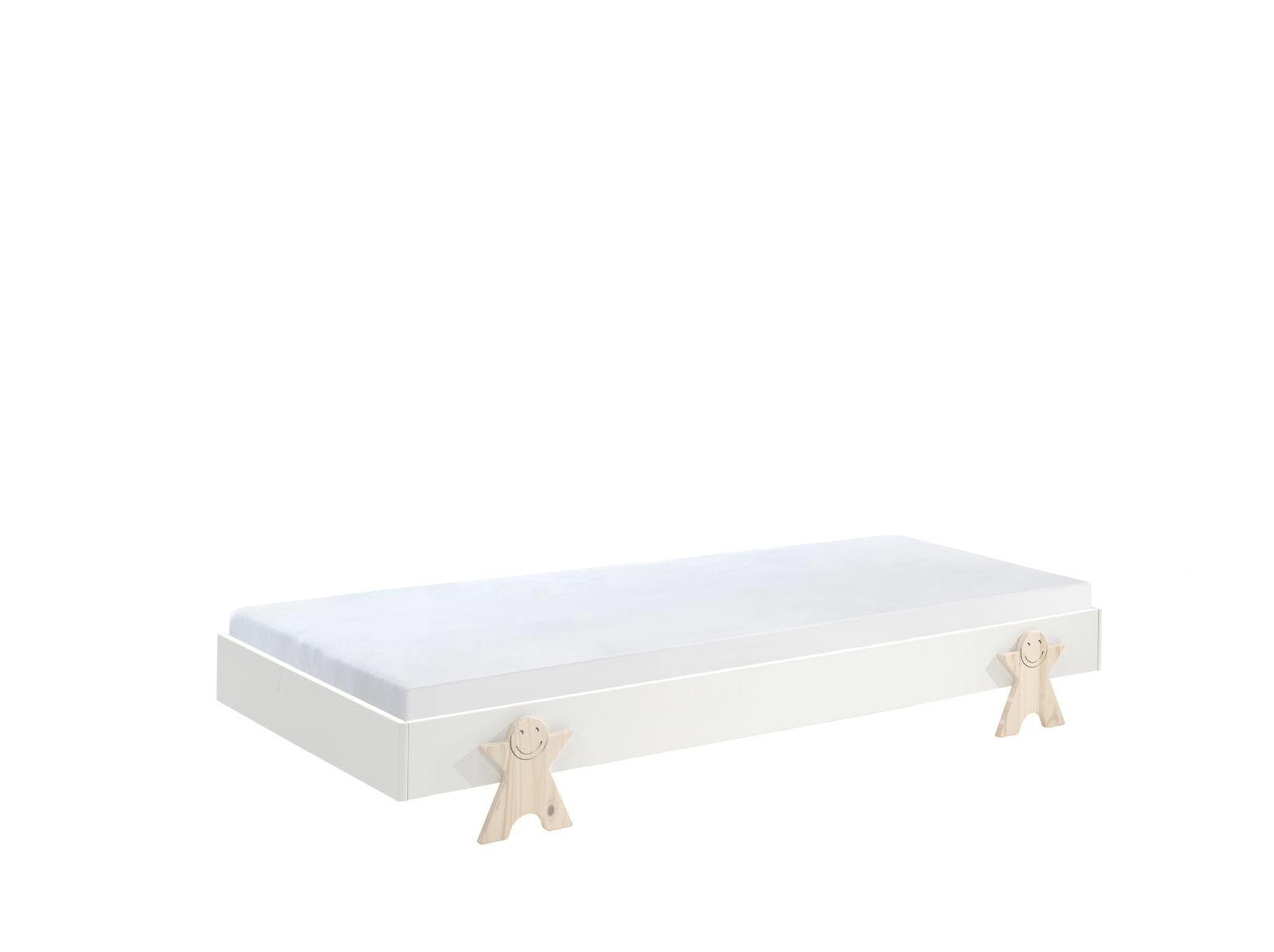 Einzelbett MODULO - weiß - stapelbar - Smiley - 90x200 cm