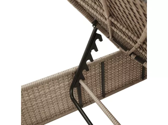 Chaise longue avec coussin beige résine tressée