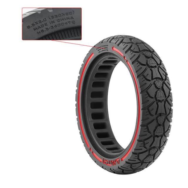 8,5x2,0 (230x50) off-road solid dæk med rød streg