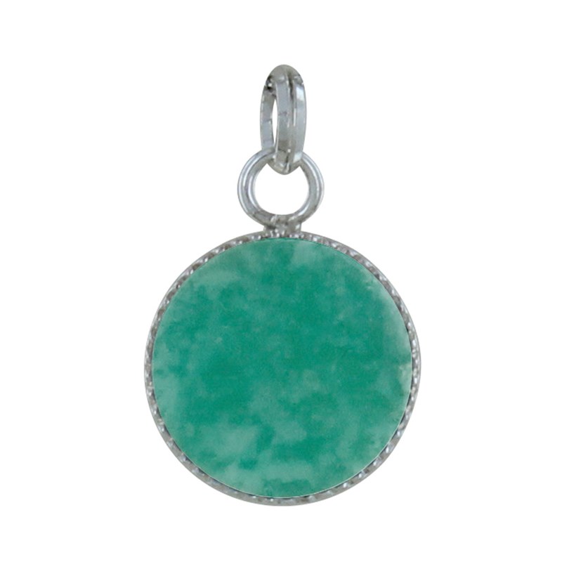 Pendentif Argent Rond Dentelé d'Amazonite