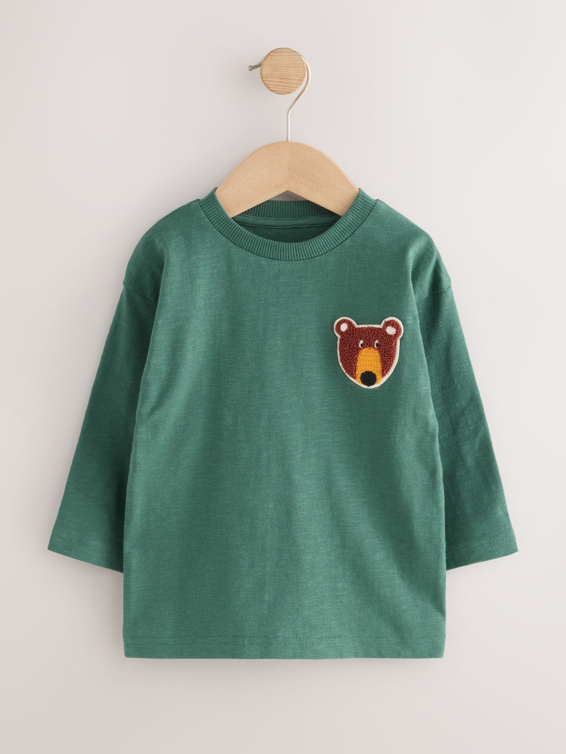 Ochre Yellow Woodland - Set van 3 T-shirts met lange mouwen en applicatie (3mnd-7jr)