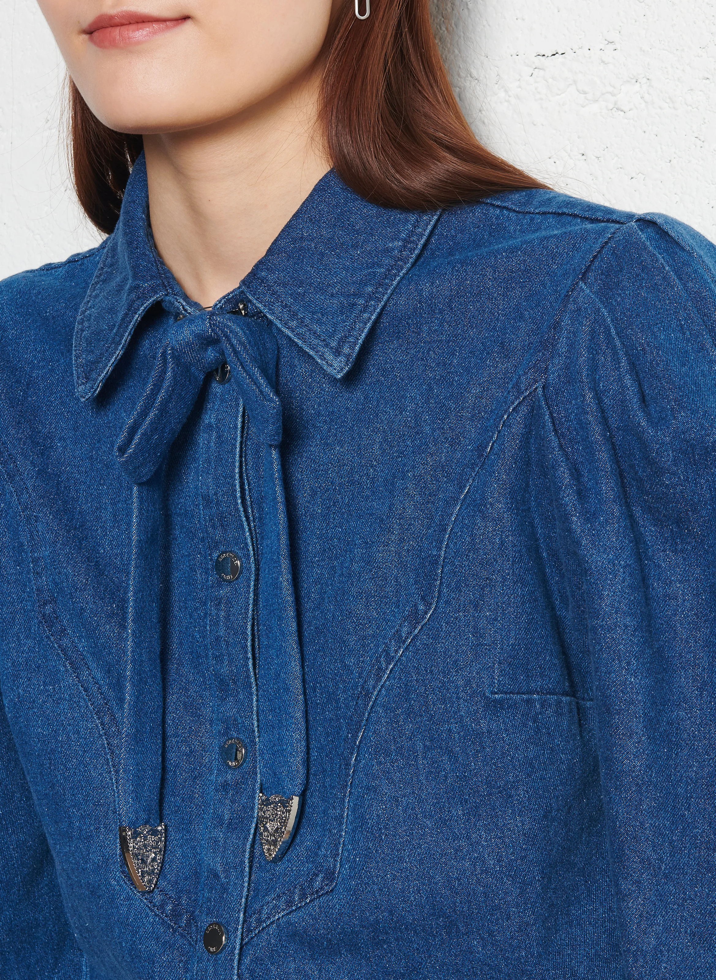 CLOV - Chemise col classique en jean | Bleu