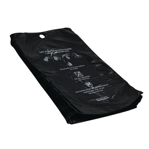 Sac-gant plastique pour déchets canins noir 12µ Rossignol