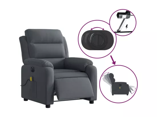 Fauteuil inclinable massant électrique gris foncé velours